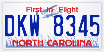 NC license plate DKW8345