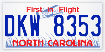 NC license plate DKW8353