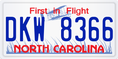 NC license plate DKW8366