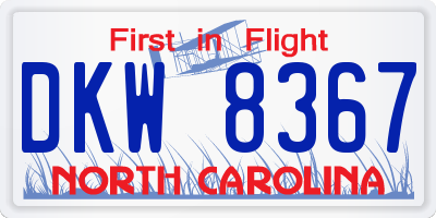 NC license plate DKW8367