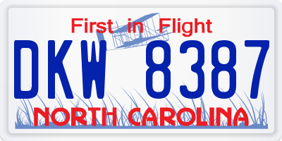 NC license plate DKW8387