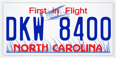 NC license plate DKW8400