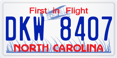 NC license plate DKW8407