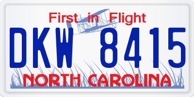 NC license plate DKW8415