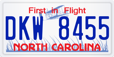 NC license plate DKW8455