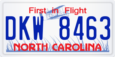 NC license plate DKW8463