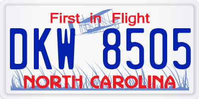 NC license plate DKW8505