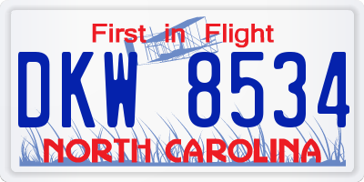 NC license plate DKW8534