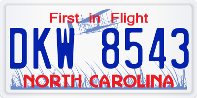 NC license plate DKW8543