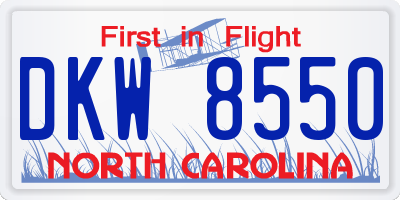 NC license plate DKW8550