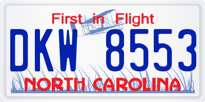 NC license plate DKW8553