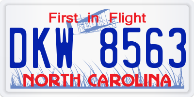 NC license plate DKW8563