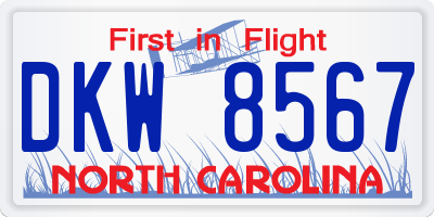 NC license plate DKW8567
