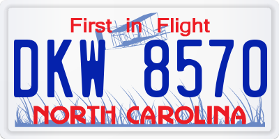 NC license plate DKW8570