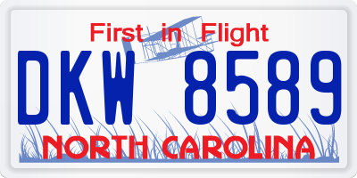 NC license plate DKW8589