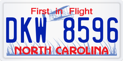 NC license plate DKW8596