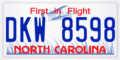NC license plate DKW8598