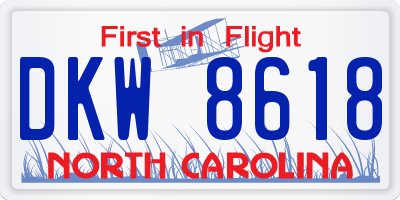 NC license plate DKW8618
