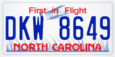 NC license plate DKW8649