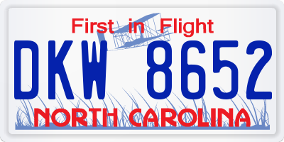 NC license plate DKW8652