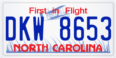 NC license plate DKW8653