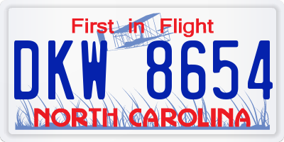NC license plate DKW8654