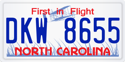 NC license plate DKW8655