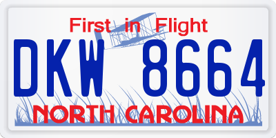 NC license plate DKW8664