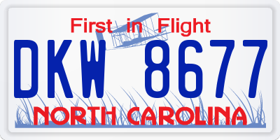 NC license plate DKW8677