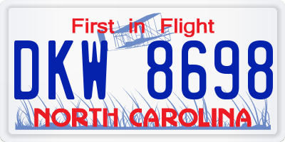 NC license plate DKW8698