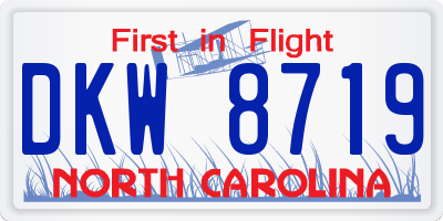 NC license plate DKW8719
