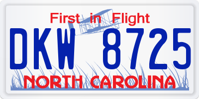 NC license plate DKW8725
