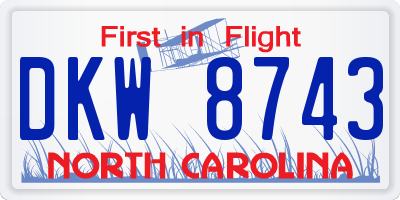 NC license plate DKW8743