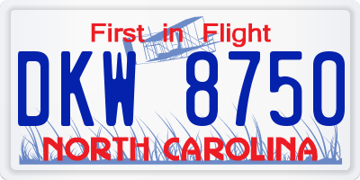 NC license plate DKW8750