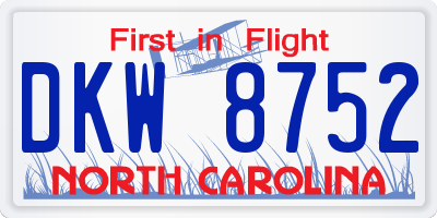 NC license plate DKW8752