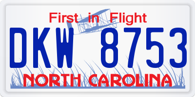 NC license plate DKW8753