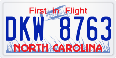 NC license plate DKW8763