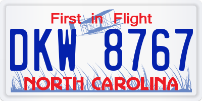 NC license plate DKW8767