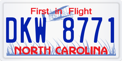 NC license plate DKW8771