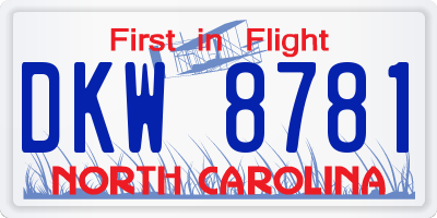 NC license plate DKW8781
