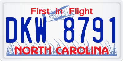 NC license plate DKW8791