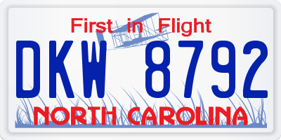 NC license plate DKW8792