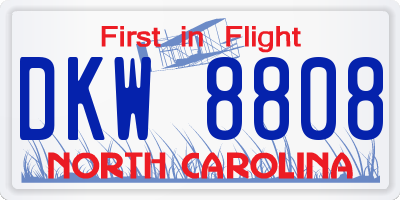 NC license plate DKW8808