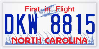 NC license plate DKW8815