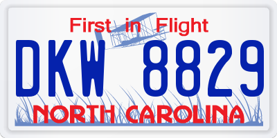 NC license plate DKW8829