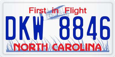 NC license plate DKW8846