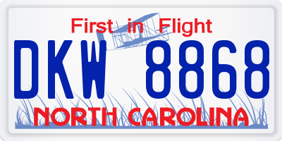 NC license plate DKW8868