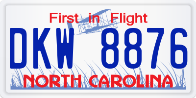 NC license plate DKW8876