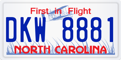 NC license plate DKW8881