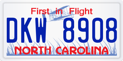 NC license plate DKW8908